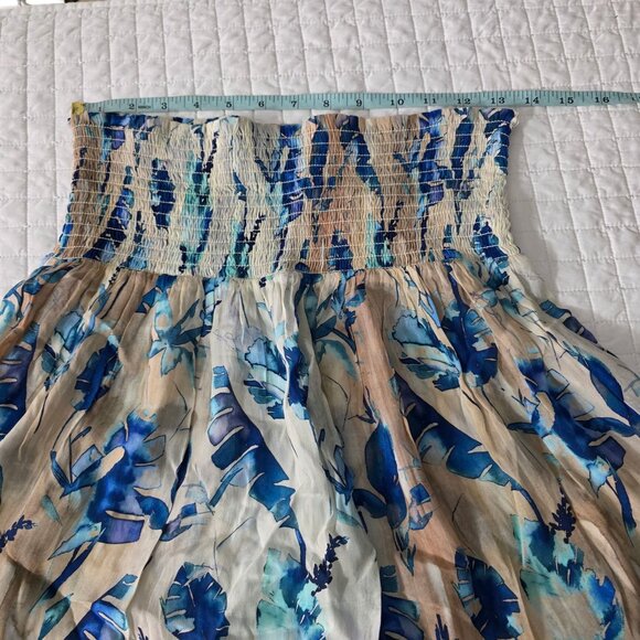 Floral Print High-Waisted Smocked Skirt By 11 Uptown Lightweight Fabric Size S - Picture 7 of 7